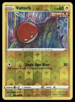 2021 Fusion Strike Set Pokemon Card 087 Voltorb Reverse Foil NM - Image 1