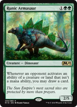 Light Play, English MTG Foil Runic Armasaur - Foil Core Set 2019 Magic the Gathe - Image 1