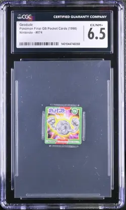 CGC 6.5 Geodude Nintendo #074 Pokemon Final GB Pocket Cards 1998 - Image 1