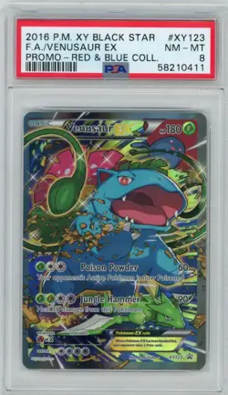 2016 Pokemon XY FA/Venusaur EX #XY123 Red & Blue Collection Promo PSA 8 - Image 1