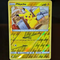 Pikachu 55/236 LP/NM Reverse Holo Unified Minds Foil SM Pokemon Card chef happy - Image 1