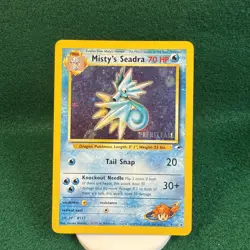 Vintage Rare Holo 2000 Gym Heroes Misty’s Seadra 9/132 Prerelease Pokemon Card - Image 1