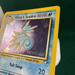 Vintage Rare Holo 2000 Gym Heroes Misty’s Seadra 9/132 Prerelease Pokemon Card - Image 3