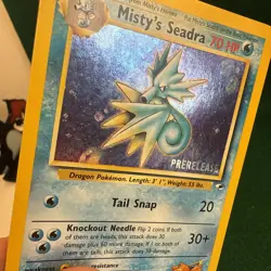 Vintage Rare Holo 2000 Gym Heroes Misty’s Seadra 9/132 Prerelease Pokemon Card - Image 4