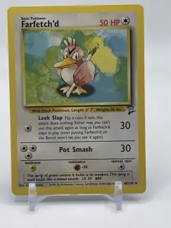 FARFETCH’D 40/130 - VINTAGE WOTC Pokemon Card - BASE SET 2 - NM D2 - Image 1