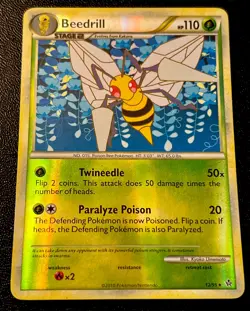 Beedrill 12/95 LP Reverse Holo Rare HGSS Unleashed Pokemon Card! - Image 1