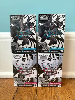 Pokemon Scarlet & Violet: Black Bolt & White Flare Booster Bundle 4 PACK IN HAND - Image 1