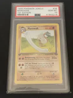 1999 POKEMON JUNGLE 1ST EDITION MAROWAK #39 GEM MINT PSA 10 - Image 1