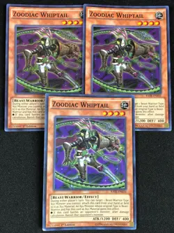 YUGIOH ZOODIAC WHIPTAIL RATE-EN016 1ST SUPER X3 LIGHT PLAY - Image 1