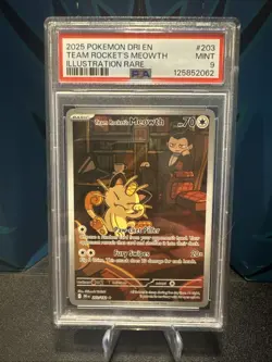 Pokemon TCG Team Rockets Meowth Card 203/182 Destined Rivals PSA 9 - Image 1