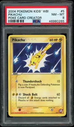 Pokemon PSA 8 NM-MT Pikachu #5 Poke Card Creator WB Kids 2004 English - Image 1