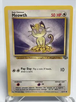 MEOWTH - Jungle Set - 56/64 - Common - Pokemon Card - Unlimited - NM - Image 2