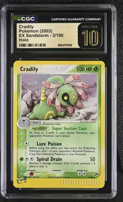 CGC 10 PRISTINE Cradily 2003 EX Sandstorm 3/100 Holo Pokemon Card - Image 1