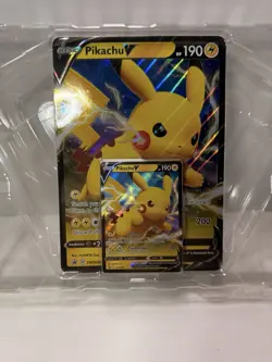 Pikachu V Promo Pokemon Card Set - SWSH061 Jumbo + Regular Holo - NM - Image 2