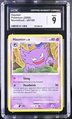 CGC 9 MINT Haunter 2008 Stormfront 40/100 Pokemon Card - Image 1