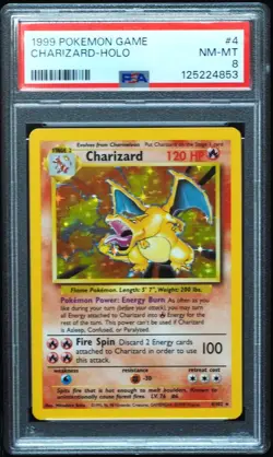 1999 Charizard 4/102 PSA 8 Base Set Pokemon Card NM-Mint, Super Clean - Image 1