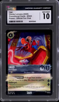 Disney Lorcana Promo Cards D23 Promo Iago - Out of Reach CGC 10 - Image 1