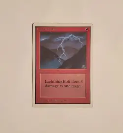 1993 Magic the Gathering MTG Unlimited white border Lightning Bolt Light Play LP - Image 1