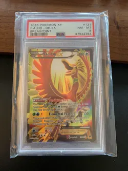 Ho-Oh EX Full Art 2016 Pokemon Card 121/122 Breakpoint Set PSA 8 NM - MT - Image 1