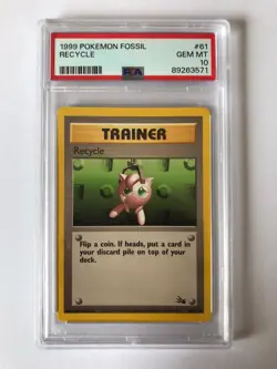 Pokemon TCG Fossil Recycle Trainer 61/62 Gem Mint PSA 10 WOTC Unlimited 1999 - Image 1