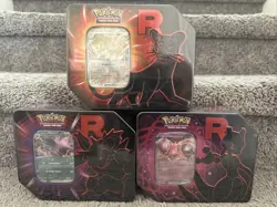 Pokemon TCG: Team Rocket Tin Sealed FULL SET ALL 3 Tins! - Image 1