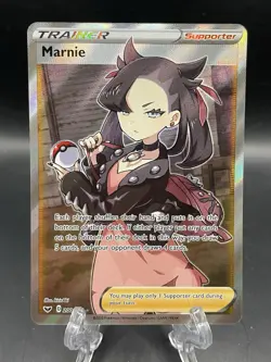 Pokemon TCG Marnie Full Art 200/202 Sword & Shield Base Set Holo Ultra Rare NM - Image 1