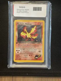 2000 POKEMON GYM HEROES HOLO-1ST EDITION #12 ROCKET'S MOLTRES PSA 8 - Image 2