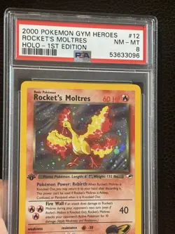 2000 POKEMON GYM HEROES HOLO-1ST EDITION #12 ROCKET'S MOLTRES PSA 8 - Image 3