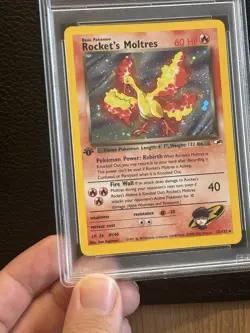 2000 POKEMON GYM HEROES HOLO-1ST EDITION #12 ROCKET'S MOLTRES PSA 8 - Image 4