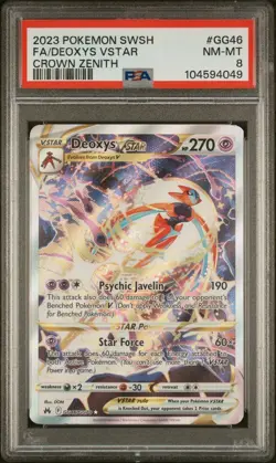 PSA 8 NM-MT 2023 POKEMON SWORD & SHIELD CROWN ZENITH #GG46 FULL ART DEOXYS VSTAR - Image 1