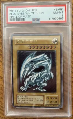 Yu-Gi-Oh! PSA8 Blue-Eyes White Dragon 2001 SM-51 Spell Of Mask Japanese - Image 1