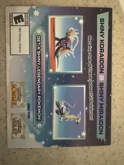 Shiny Koraidon Or Miraidon Pokemon Scarlet Violet Code Card - Unscratched - Image 1