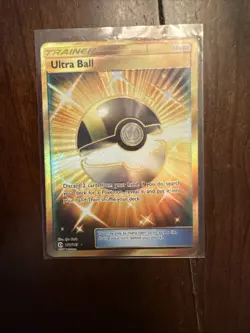 Pokemon TCG Ultra Ball Gold Secret Rare Holo Card 161/149 Sun and Moon Set - Image 1