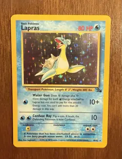 Pokemon TCG Holographic Lapras Card 10/62 Fossil Set 1999 - Image 2