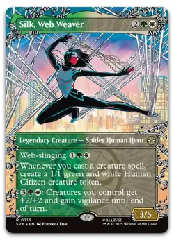 Silk, Web Weaver (Borderless) #215 (NM) Spider-Man SPM Magic MTG - Image 1