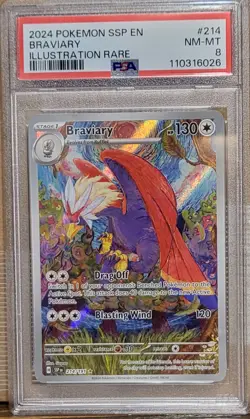 2024 Pokemon SSP En Braviary IR #214 PSA 8 - Image 1