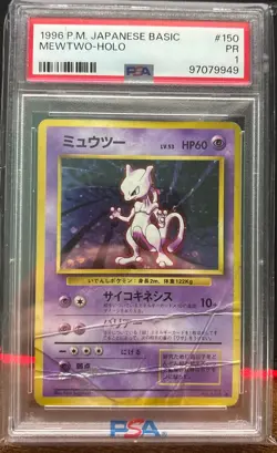 1996 POKEMON BASE SET JAPANESE #150 MEWTWO-HOLO PSA 1 - Image 1