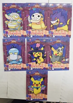 Pokemon Database Halloween Set Psyduck Pikachu Cracked Ice Holo - Image 1