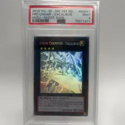 2012 Yugioh Heroic Champion Excalibur Ghost Rare 1st Ed. REDU-EN041 PSA 9 MINT - Image 1