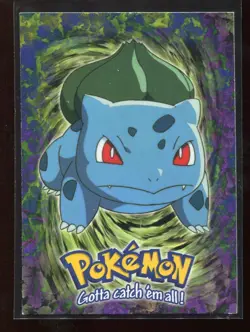 Bulbasaur 01 E1 of 12 Topps Pokemon Card Series 1 TV Animation Black Logo - Image 1