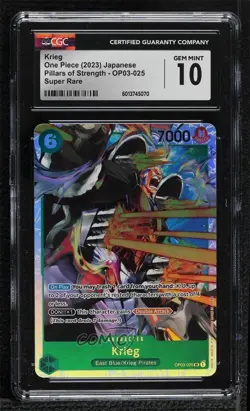 2023 One Piece Card Game: Pillars of Strength OP03 SR Krieg CGC 10 Gem Mint - Image 1