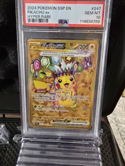 Pokemon Pikachu EX TCG Hyper Rare Card 247/191 Surging Sparks, PSA 10 - Image 2