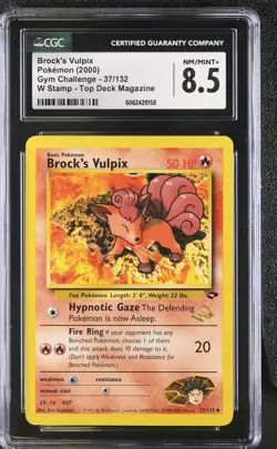 CGC 8.5 Brock's Vulpix 2000 Gym Challenge 37/132 W Stamp Pokemon Card - Image 1