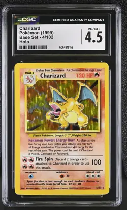 CGC 4.5 Charizard 1999 Base Set 4/102 Holo Pokemon Card - Image 1