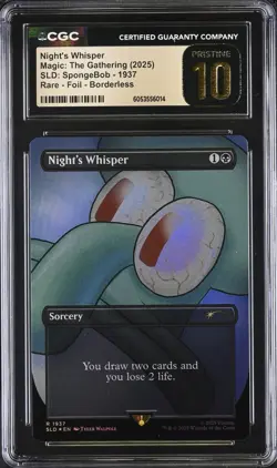 CGC 10 PRISTINE Night's Whisper 1937 MTG Spongebob SLD Secret Lair Rainbow Foil - Image 1