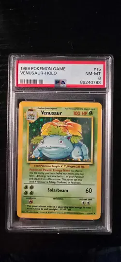 1999 Pokemon Base Set Venusaur Holo PSA 8 NM-MT #15 - Image 1