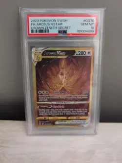 PSA 10 GEM ARCEUS VSTAR GG70 Pokemon Crown Zenith 2023 - Image 1