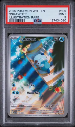 2025 POKEMON WHT EN-WHITE FLARE ILLUSTRATION RARE #105 OSHAWOTT PSA 9 - Image 1
