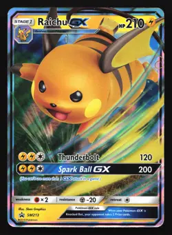Pokemon Raichu GX SM213 Hidden Fates Holo Black Star Promo LP - Image 1