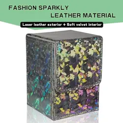 Dmoicols Sparkly Card Deck Box Holds 100+ Single Sleeved Sparkly Black Piece - Image 3